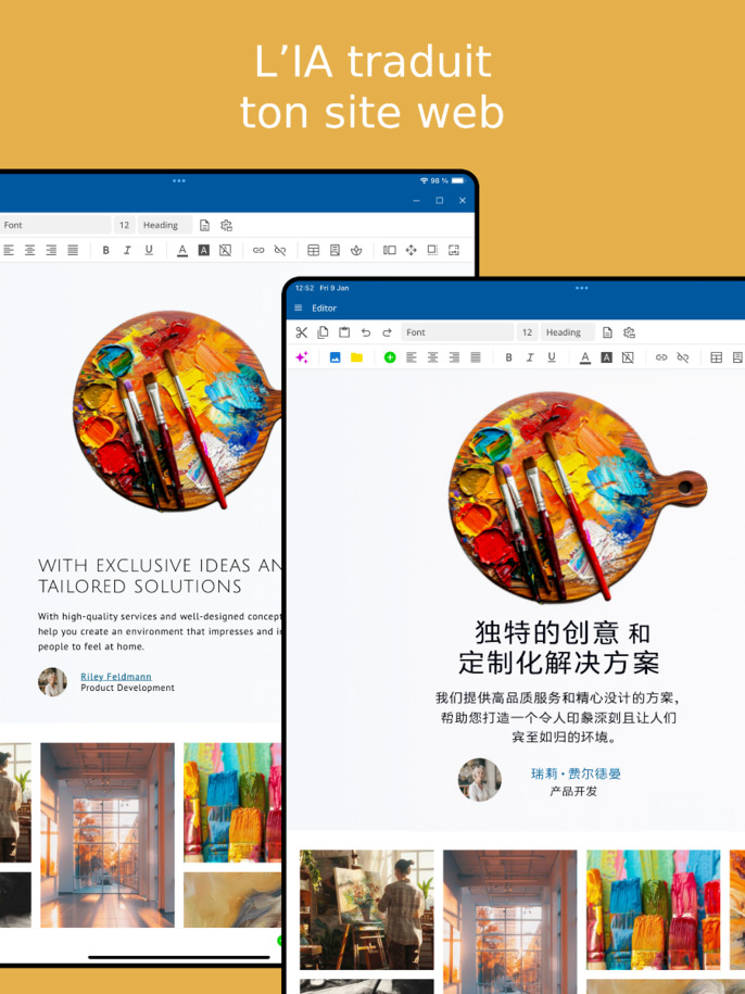 Traduction de site web par IA – Vue tablette